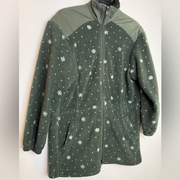 Vintage Green Snowflake Fleece Jacket size 10 - Picture 3 of 9